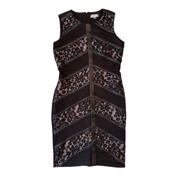 Calvin Klein Mix Media Sheath Black/Nude Dress 6 Women's party dress - Picture 11 of 15